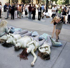 Peta, protesting that abhorrent group of animal haters known as the American Veterinary Medical Association (true story)